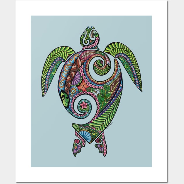 HONU - tribal sea turtle Wall Art by Featherlady Studio